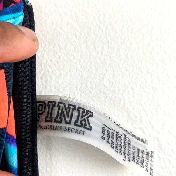 PINK VS Halter Palm Leaf Print Tie Back Bikini Top Women's S - Picture 3 of 4